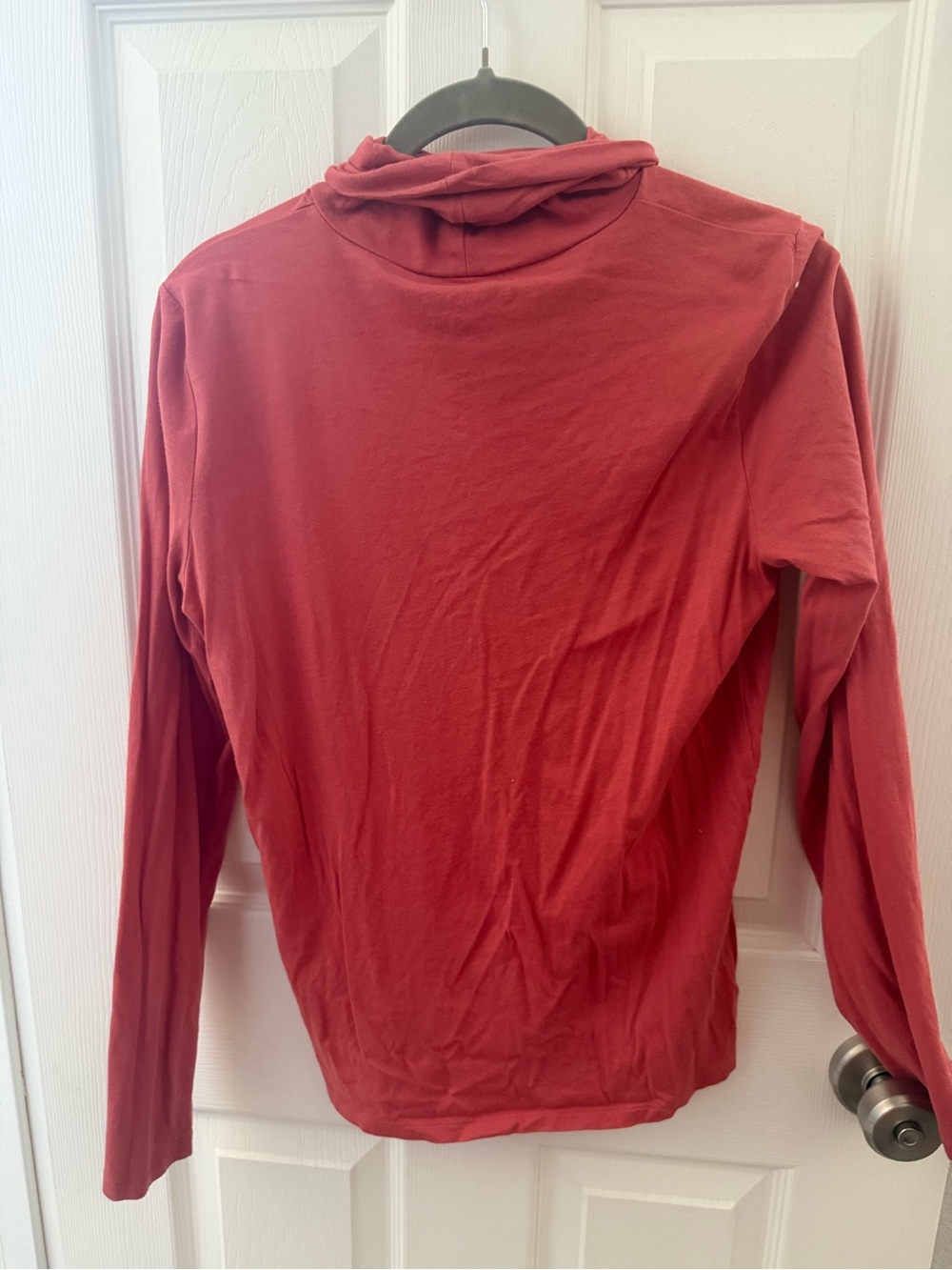Long Sleeve Burnt Red Turtleneck Top